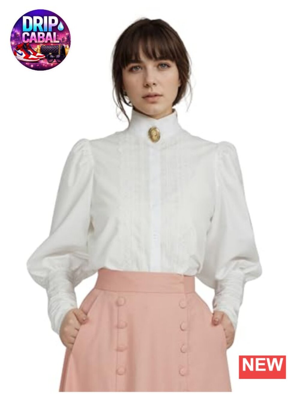 Victorian Blouse Puff Sleeve Button Down Ruffle Dressy Shirt Top